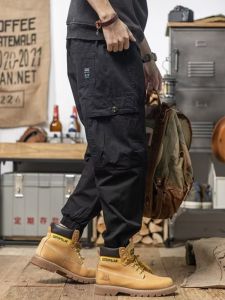 Cotton Overalls Mens Spring and Autumn Heavy Weight American Retro Loose Casual Pants Multi-Pocket Classy Fashion Brand Jogger Pants