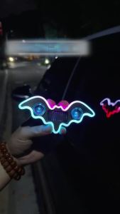 Đèn Năng Lượng Mặt Trời Đa Năng Cho Ô Tô Đèn Neon Không Dây Hình Con Dơi Đèn LED Xung Quanh Có Cốc Hút USB Có Thể Sạc Lại Đèn Thở