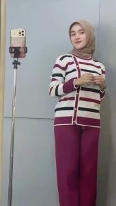 Saida Sweater Atasan Rajut Wanita Lengan Panjang Variasi Kancing Korean Style Knit Tops Oversize