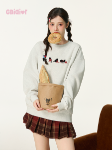 Gbiaior | Cartoon Cat Printed Loose Fit Womens Sweatshirt