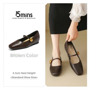 15MINS | French Style Brown Low Heel Commuter Shoe