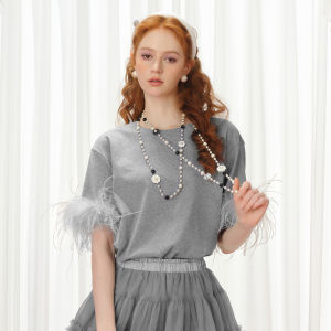 TAMMY TANGS | Sweet Style Knitted Short Sleeve Round Neck T-Shirt Comfortable Cotton Loose Fit Womens Top Fashion Mall Same As Summer 2025