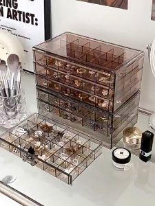 AI-K192 Kotak Perhiasan Cincin Kalung Anting Serbaguna / Rak Laci Mini 72 Sekat 3 Tingkat Transparan