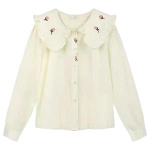 French Sweet Embroidered Collar Long Sleeve Shirt
