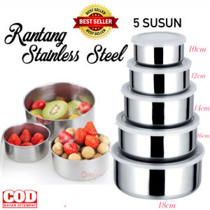 (BISA COD) PROMO RANTANG STAINLESS STEEL 5 SUSUN / TEMPAT MAKANAN RANTANGAN SUSUN / TEMPAT PENYIMPANAN MAKANAN FOOD GRADE
