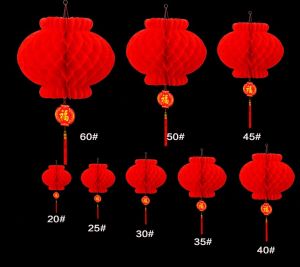 HOME BEST (8 Sizes) 1pc Chinese New Year CNY Decoration Red Paper Laterns Festival Tanglung Merah PVC 塑纸红色立体圆波灯笼户外挂饰新年过年春节日活动婚庆装饰品现贷