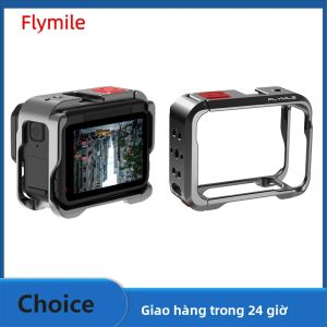 Lồng Bảo Vệ Kim Loại Flymile Dành Cho Insta360 Ace Pro/Pro 2 Khung Hợp Kim Nhôm Với Giá Đỡ Mở Rộng Gắn Cold Shoe Phụ Kiện Camera Hành Trình