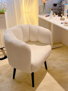Cream Style Cashmere Internet Celebrity Cosmetic Chair Bedroom Girls Dressing Table Stool Casual Lounge Sofa Chair Manicure Stool
