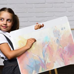 4K/8K Art Portfolio for Kids Art Portfolio Folder for Artwork Portable File Pocket A2/A3 Storage Portfolio Art Album Sketch Oil Painting Gouache Pictures Collection Preservation Arrangement Kids Student Picture Folder