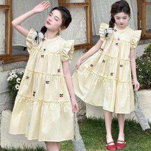 Princess Style Summer Dress Childrens Clothing Korean Version Big Kids Fashionable Girls Dress Lightweight Blend Fabric