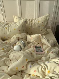 Dopamine Girl Ins Colored Heart Super Soft Washed Cotton Bedding Set Skin-friendly Sheet Cover Duvet Cover Student Three-piece Set