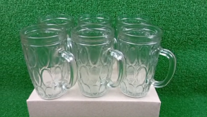 Gelas Es Jumbo Kaca Aesthetic Gagang 1 Pack Isi 6pcs