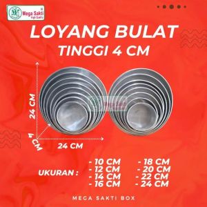 (ISI 1 PCS) LOYANG ALUMINIUM BULAT TINGGI 4 CM DIAMETER 10 & 12 & 14 & 16 & 18 & 20 & 22 & 24 CM / LOYANG CROMBOLONI / LOYANG KUE / LOYANG BULAT / LOYANG BENTO CAKE