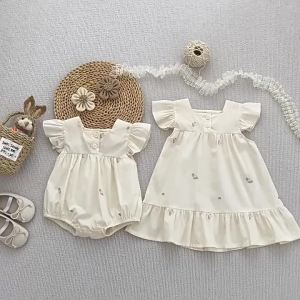 Summer Baby Girl Romper Flying Sleeve Clothes Sweet Lace New Newborn Baby Rompers Girls Jumpsuit Embroidered Flowers Baby Romper