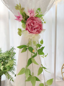 Elegant European Style Curtain Tie French Bedroom Style Floral Tulle Curtain Band No Need for Nails Fake Flower Decor