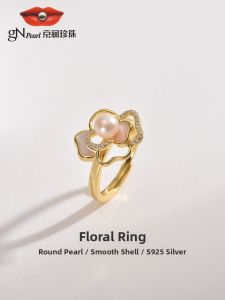 Floral Style S925 Silver Freshwater Pearl Ring 5-6mm