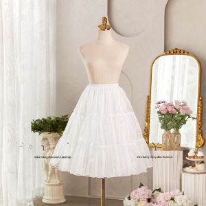 Váy Ngắn Phong Cách Lolita Mềm Mại Có Khóa Kéo Hàng Ngày Không Xương Nửa Thân Váy Xếp Ly Polyester Váy Xếp Ly Bằng Vải Polyester