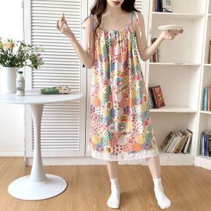 Net Red Wind Nightdress Womens Summer Sling Sweet Japanese Sleeveless Small Pajamas Skirts Can Be Outerwear Homewear