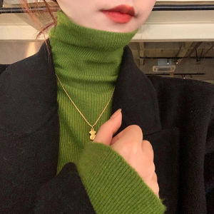 HUOLISI | Green High Turtleneck Autumn New Arrival Knit Sweater