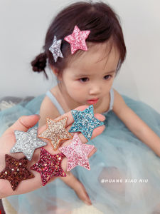 Huang Xiaoniu Kids Shiny Crystal Pentagram Hairpin Female Treasure Cropped Hair Clip Fashionable Princess Korean Style Easiest for Match Hairpin Hair Ornaments