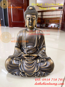Tượng phật a di đà ngồi thiền bằng đồng hun cao 24cm DxRxC 17x14x24cm nặng 28kg