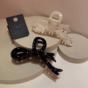 Korean style versatile hair clip large hair clamp polka dots style hair clamp for women bow Grab