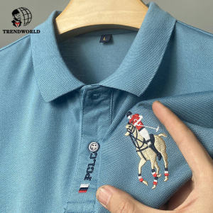 Summer Men s Short Sleeve T-shirt Embroidered Business Polo Large POLO Shirt Youth Trend Solid Color Top