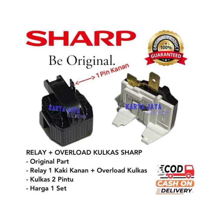 1 Set Relay 1 Pin Kanan Dan Overload Kulkas Sharp 2 Pintu Original ...
