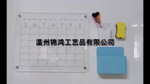 Magnetic Acrylic Calendar for Fridge Refrigerator Monthly Dry Erase Board Markers & Magnetic Pen Holder Organic Glass Clea