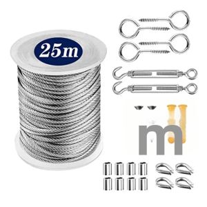 Bộ Dây Cáp Thép Không Gỉ Siêu Bền 15/30m Phủ PVC Dùng Cho Lan Can Ban Công Hàng Rào Trang Trại Lều - Loại 304