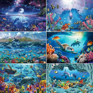 Ocean Dolphin Coral Fishes Underwater Jigsaw Puzzle 1000 Pieces For Adults Family Quality Time Cognitive Training Mind Game Toy