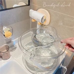 Portable Cleaning Buckets Transparent Timba Basin Bucket  Large Capacity Thickened Plastic Bucket Washbasin Water Spoon Three-Piece