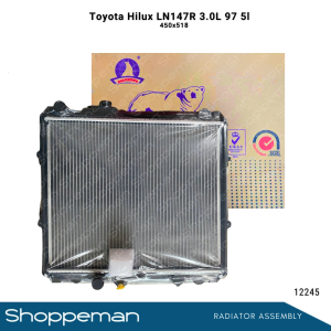 12245 TOYOTA HILUX LN147R 3.0L 1997 5L RADIATOR ASSEMBLY M/T 450x518x26mm PA26 1ROW 16400-5B590