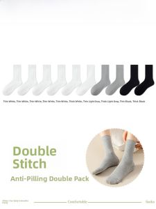 miiow | Womens Mid-Calf Long Tube Socks Anti-Odor Absorbent Cotton Sports Socks White Breathable Comfortable Spring Autumn Season