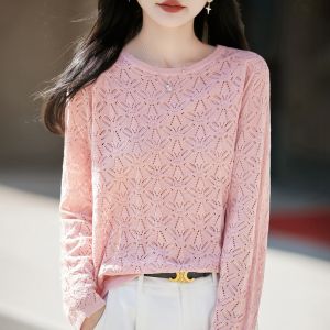 SHEHAN | French Hollow Out Lace Long Sleeve Knitwear