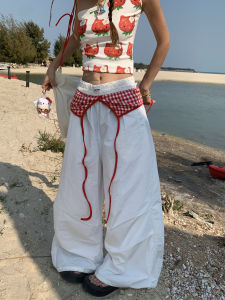 Quần Ống Rộng Xếp Ly American Lace Patchwork Dành Cho Nữ Mùa Hè Quần Ống Rộng Thường Ngày Cho Nữ Quần Ống Rộng Xếp Ly