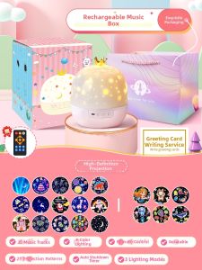 Musical Star Projector Night Light Gift for Kids with Mini Speaker