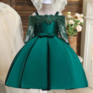 Elegant Flower Party Girls Dress Half Sleeve Lace Wedding Bridesmaids Princess Prom Dresses for Girl Graduation Birthday Evening