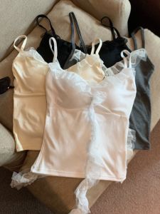 GUZILIAN | Pure Desire Elegant Irregular Lace Sash Vest Summer Korean Style With Chest Pad Spicy Girl Slim Fit Strap Top Womens Wear