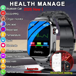 2025 New Uric Acid Blood Fat Smart Watch Men ECG+PPG Pulse Blood Pressure Bluetooth Call Sports Laser Care Health Tracking Watch