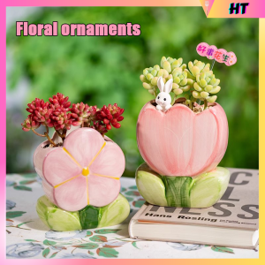 Duo ceramic pen holder - cute desk pen stand for girls office stationery storage rack childrens and students creative decorative item Vase