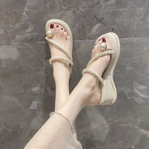 DIANCHA | Dép Boho Đế Xéo Có Ngọc Trai