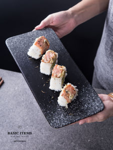 Multipurpose Ceramic Rectangular Plate for Sushi Sashimi Cake