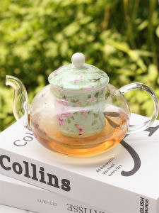 Japanese Candle Design Ceramic Glass Tea Pot with Tea Water Separation