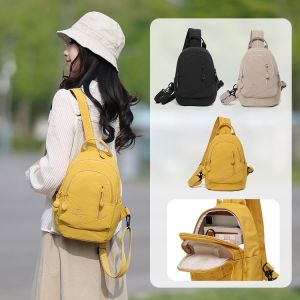 Womens Canvas Backpack Multi-Functional Small Travel Bag Simple Fashion Oxford Cloth Crossbody Commuting Chest Bag