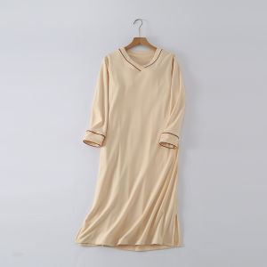 Dralon Nightdress Padded Pajamas Womens Long Sleeve Spring & Fall Winter Heating Brushed Dress Loose Long Dress Homewear