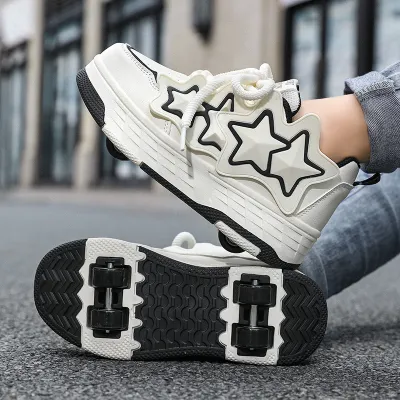 Removable Wheels 4-Wheel Skate Shoes