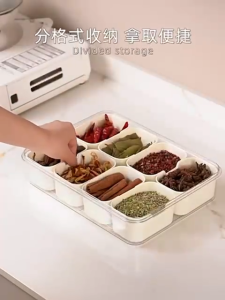 Easyhome.sg | Airtight Spice Organizer Box | Food-Grade Freezer-Safe Silicone Seal Partitioned Storage