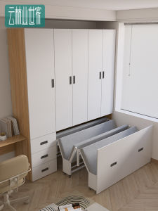 Space-Saving Foldable Single Bed Invisible Bedroom Furniture Home Use Multi-Functional Study Room Bed Integrated Pull-Out Desk
