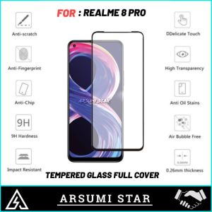 PROMO TEMPERED GLASS LAYAR FULL COVER MURAH REALME 8 PRO TG ANTI GORES LAYAR LIST HITAM